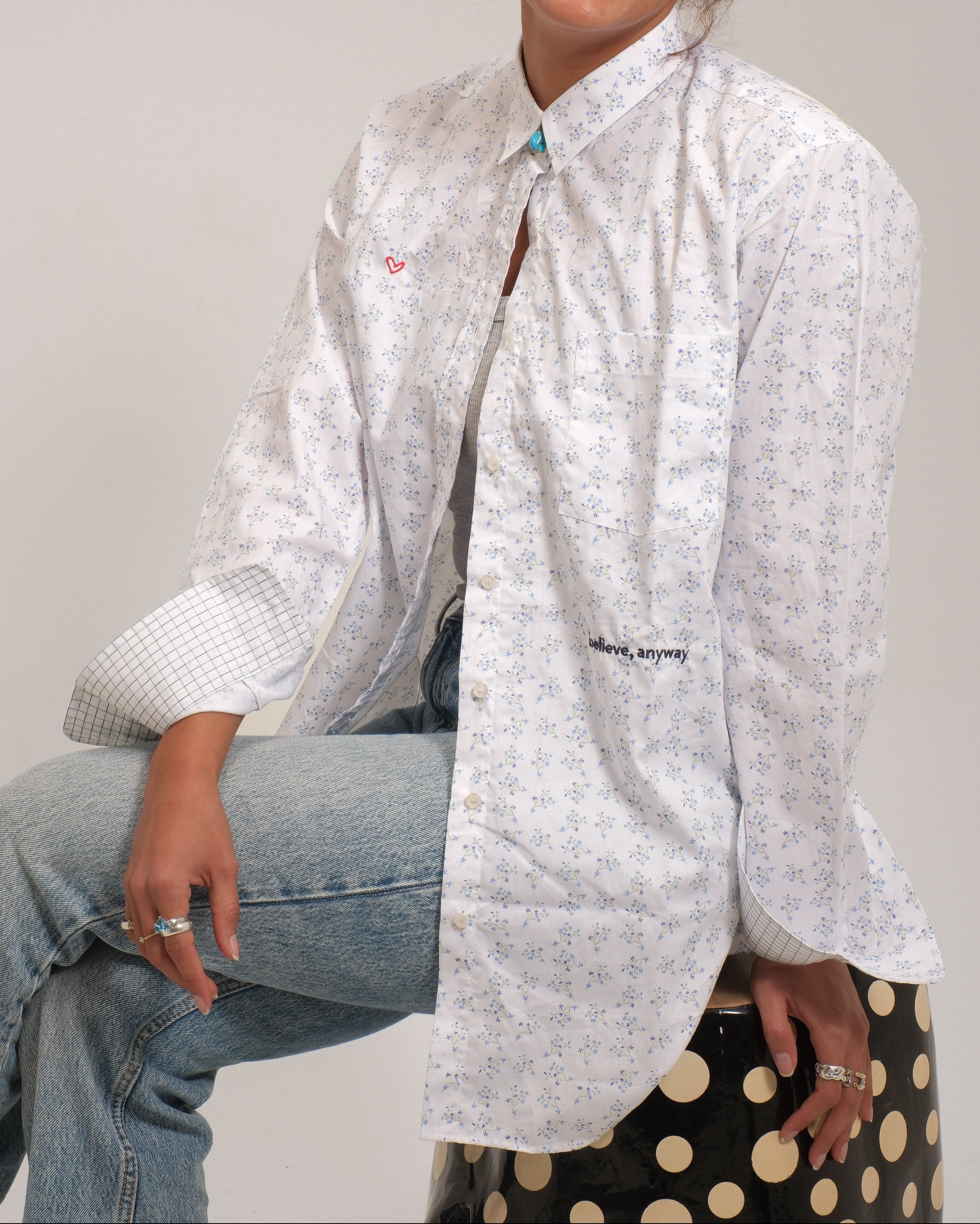Lavender shirt- believe, anyway.