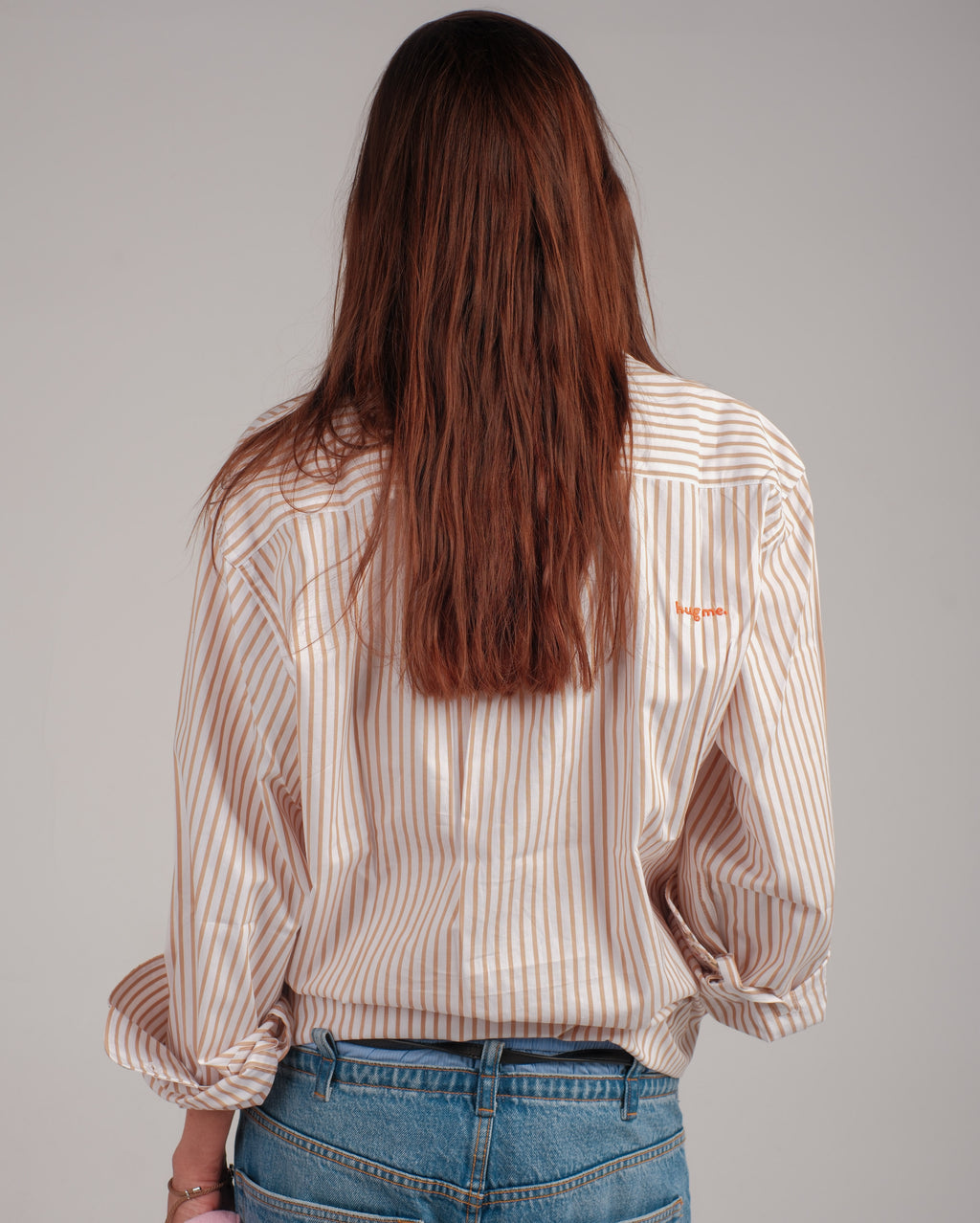 beige striped oversized medium