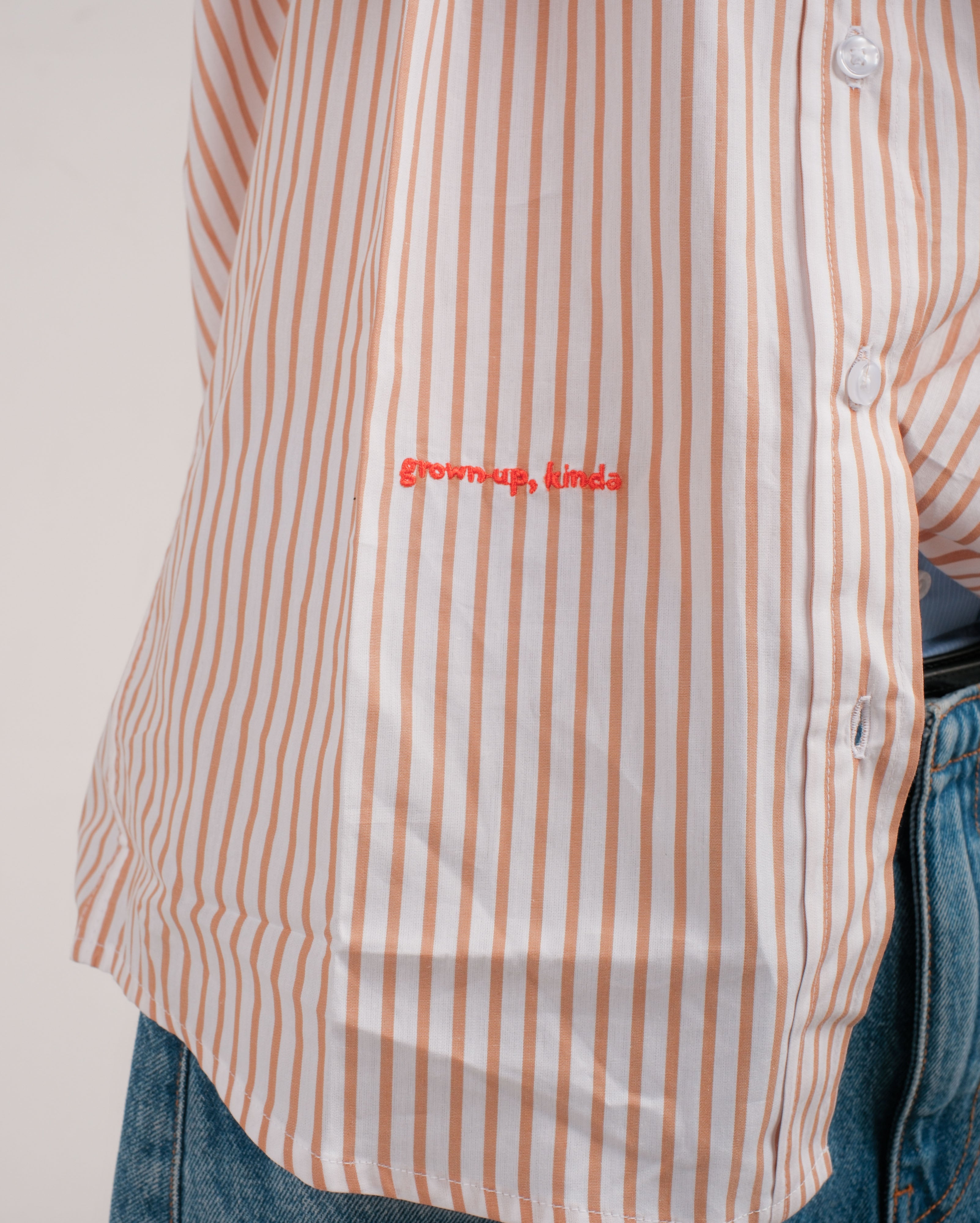 beige striped oversized medium