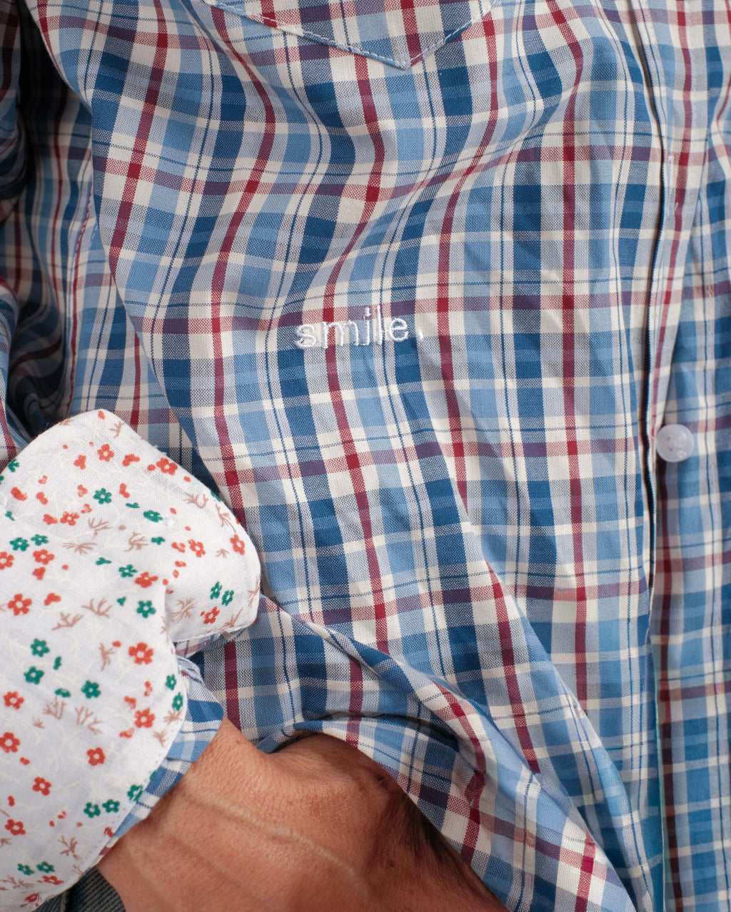 blue checkered cowboy