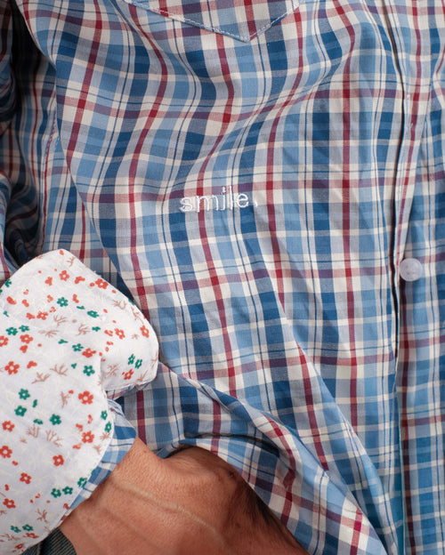 blue checkered cowboy