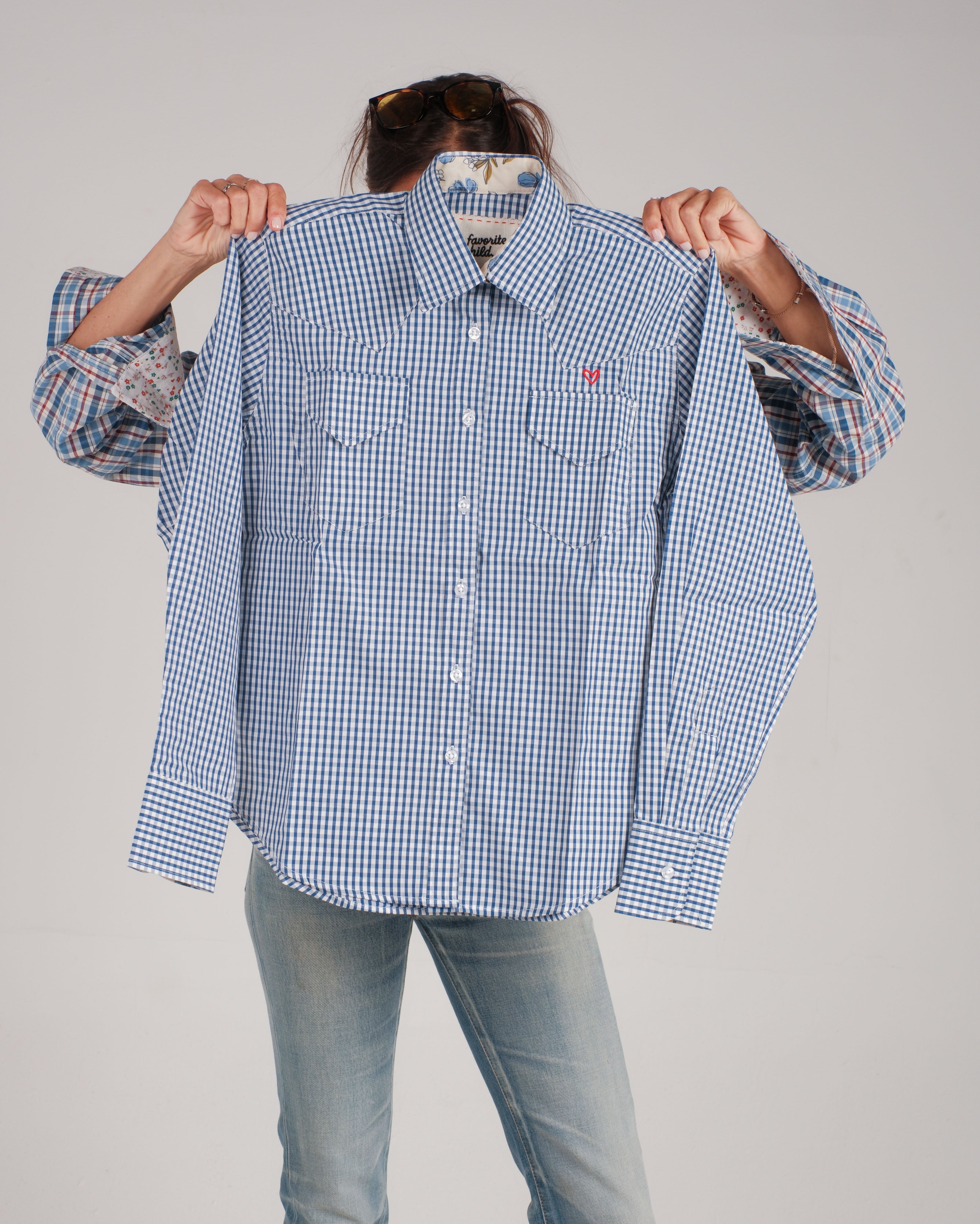 hug me blue checkered cowboy