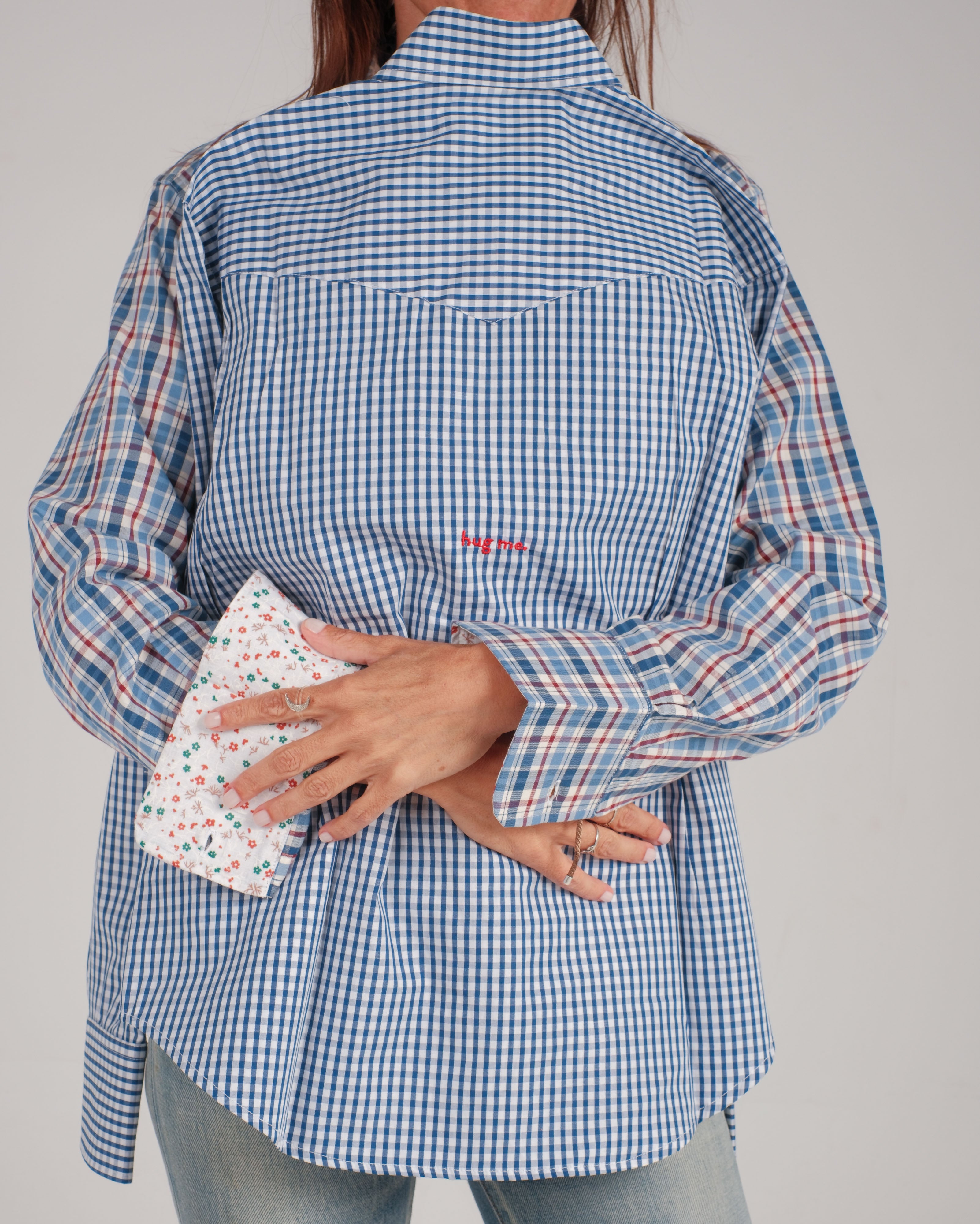 hug me blue checkered cowboy