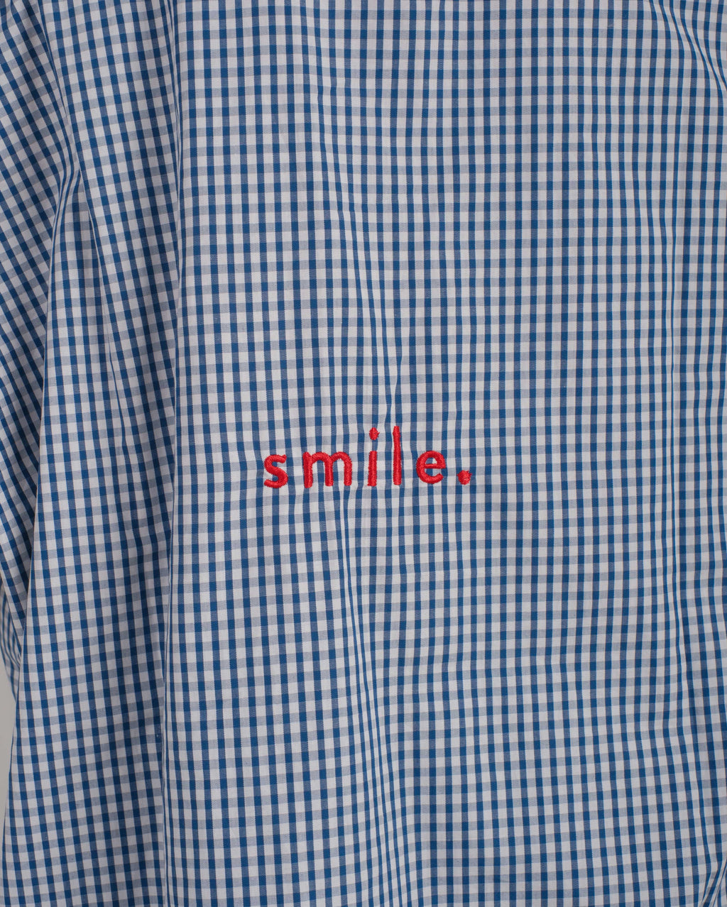 smile blue checkered oversized