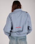 smile blue checkered oversized