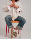 beige checkered Shirt Over Sized
